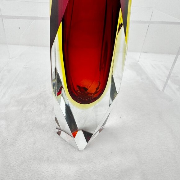Faceted Mandruzzato Murano Sommerso 6.75" Glass Vase by Flavio Poli for Seguso - Picture 8 of 16